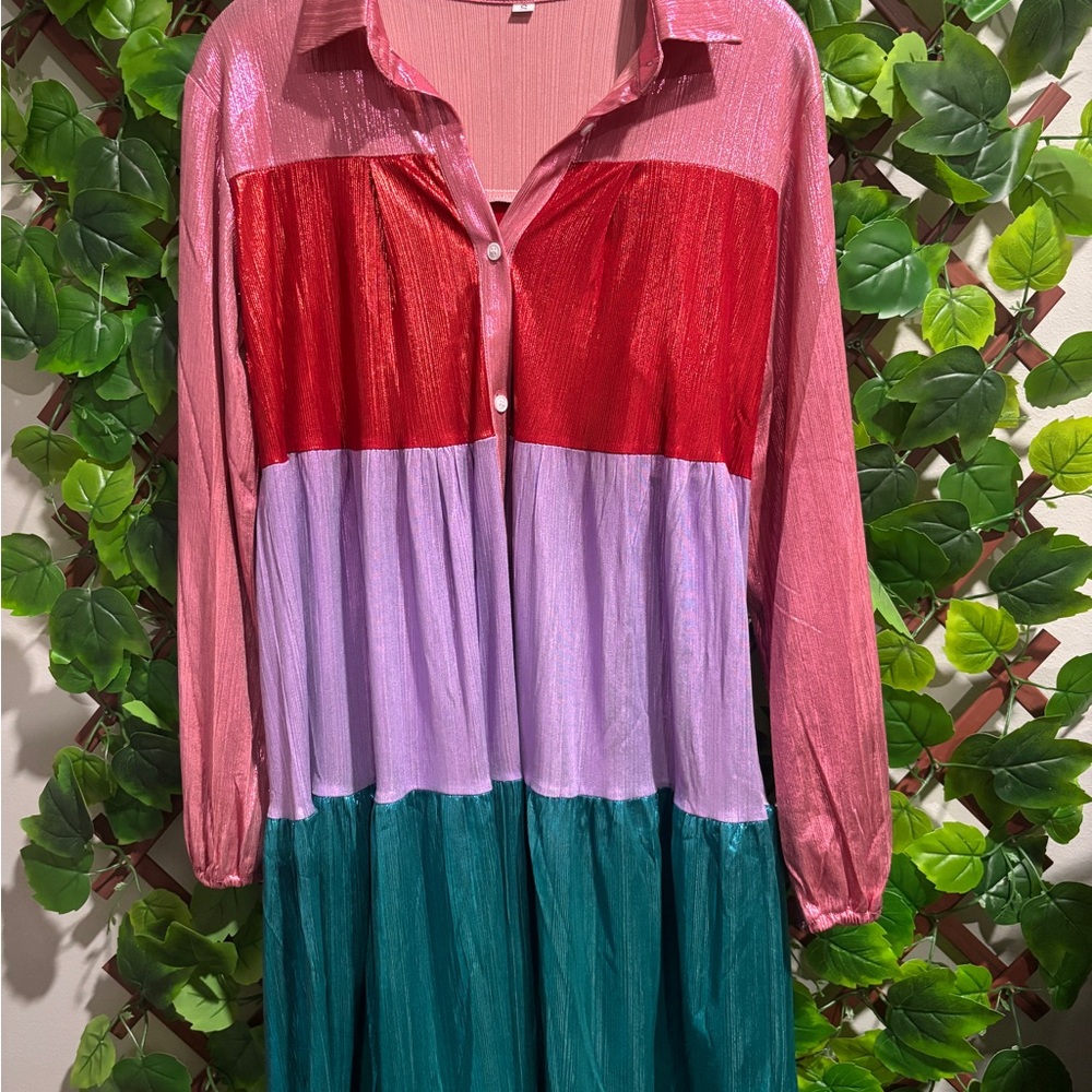 Colorblock Long Sleeve Dress